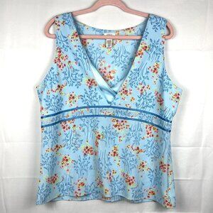Old Navy Womens Vintage Y2K Babydoll Top XL Blue Floral Fairy Dainty Whimsical